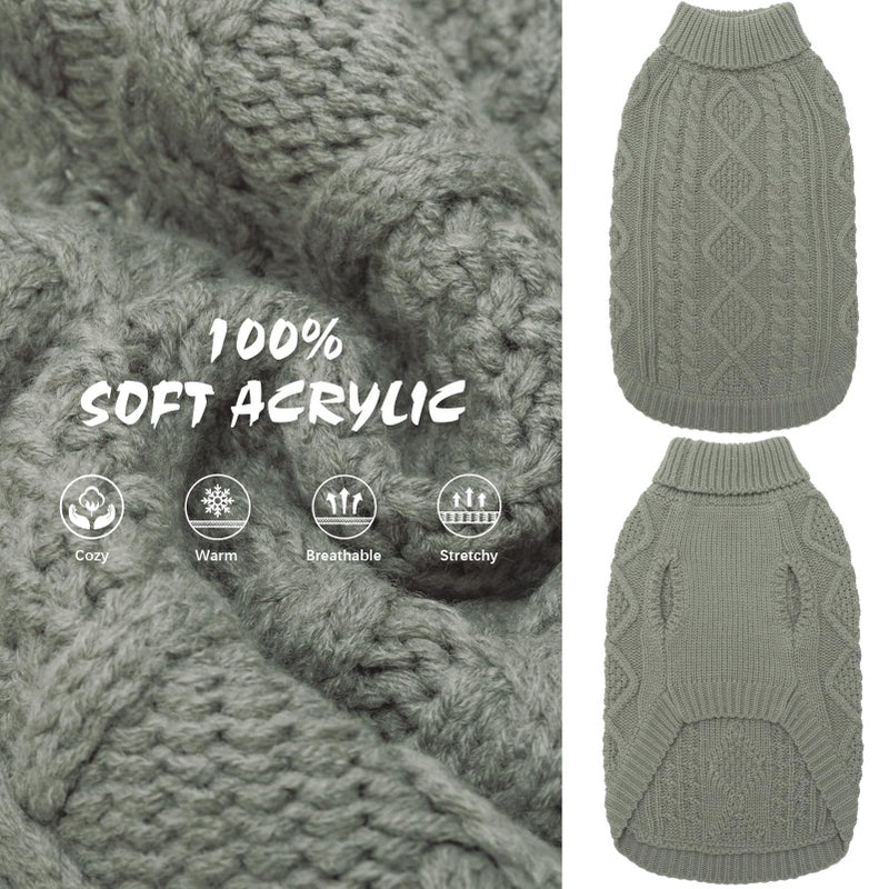 BINGPET Thermal Knitted Dog Sweater for Small Medium Large Dogs,Winter Dog Cat Coat Warm Sweartershirts Outfits,Classic Cable Knit Turtleneck Pullover Dog Jumper Coat Warm Sweartershirts - Image 2